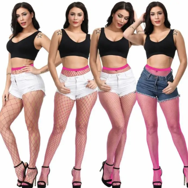 Women’s Plus Size Fishnet Stockings – Multicolor Mesh Tights, Anti-Hook Nylon
