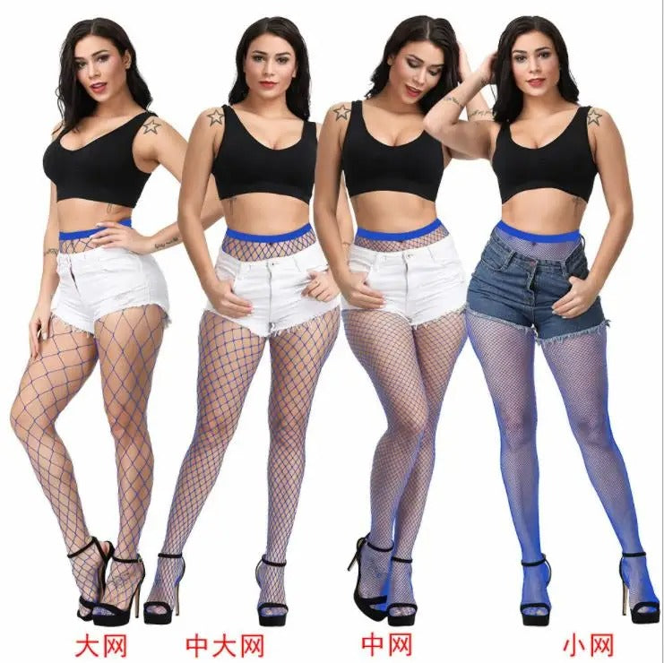 Women’s Plus Size Fishnet Stockings – Multicolor Mesh Tights, Anti-Hook Nylon