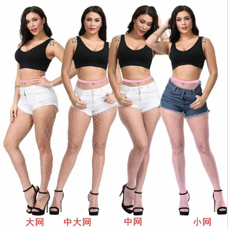Women’s Plus Size Fishnet Stockings – Multicolor Mesh Tights, Anti-Hook Nylon