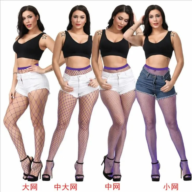 Women’s Plus Size Fishnet Stockings – Multicolor Mesh Tights, Anti-Hook Nylon